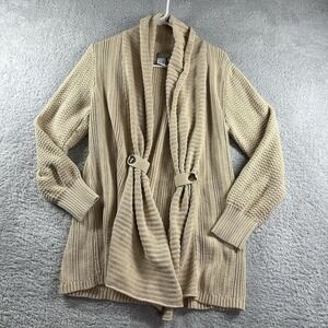 The Territory‎ Ahead Open Cardigan Sweater Womens Large Beige Unstructured Flowy